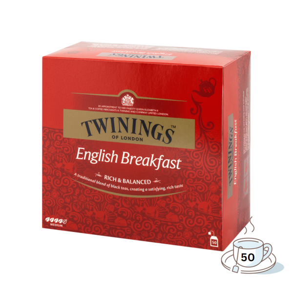 Twinings English Breakfast, Schwarztee, 50 Teebeutel im Kuvert